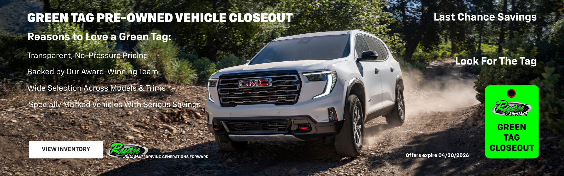 Green Tag Closeout Sale